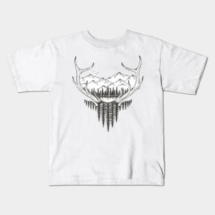 Mountain Stag Black and White Kids T-Shirt